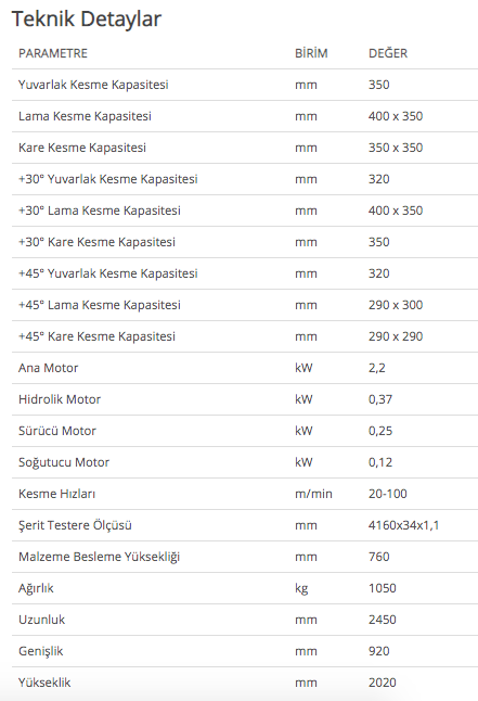 Bekamak Mafsallı Tam Otomatik G Açılı Kesim Yatay Şerit Testere Makinaları BMSO-350GA