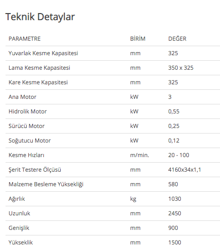 BBekamak Sütunlu C Düz Kesim Yatay Şerit Testere Makinaları BMSO-325C